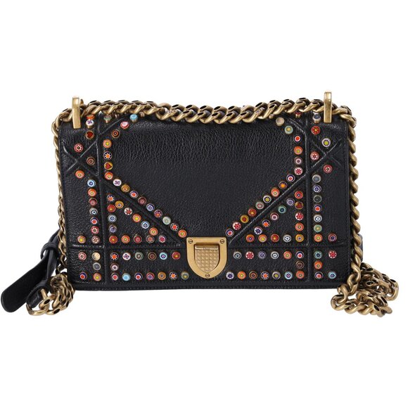 Christian Dior Diorama Flap Bag Studded Leather Small Flap Shoulder Bag - Picture 1 of 9